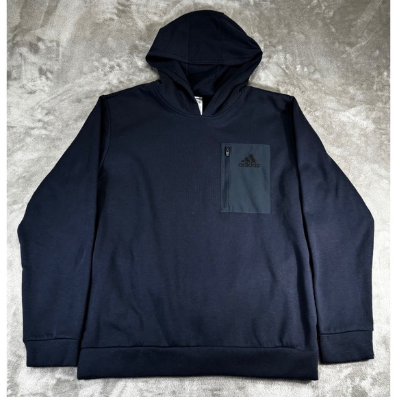 adidas Other - Adidas Hoodie Men Large Navy Blue Excellent Zip Chest Pocket Pullover Sweatshirt